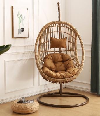 China Outdoor Furniture Garden Sets PE Rattan Hanging Chair Swing with Wicker Egg Basket for sale