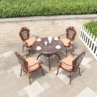 China Garden Furniture Outdoor Patio Dining Set with Cast Aluminum and Rectangle BBQ Table for sale