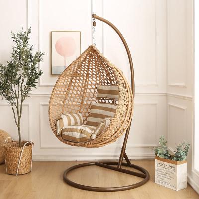 China Outdoor Furniture Wicker Hanging Chair with Newest Rattan Swing Design and Cushion Color for sale