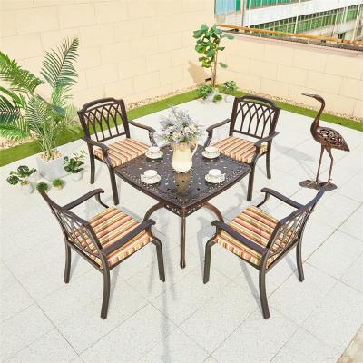 China Economical Outdoor Dining Set Garden Set with Outdoor Cast Aluminum Table and Chair for sale