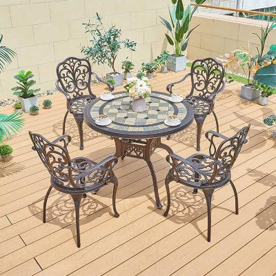 China Outdoor Garden Cast Aluminum Patio Dining Set with Table and Chair in Mail Packing for sale