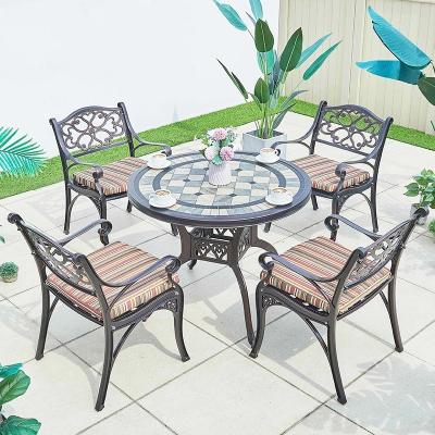 China Round Side Table Coffee Table Set for Outdoor Garden Patio Balcony Cast Aluminum Frame for sale