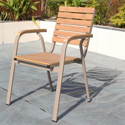 China Outdoor Garden Tables and Chairs Set for Patio Dining Modern Plastic Wood Furniture for sale