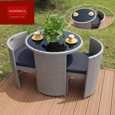 China Unique Balcony Rattan Mirror Compact Coffee Table Set for Cozy Coffee Breaks in Garden for sale