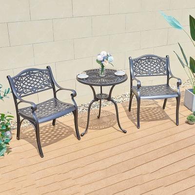 China Design Bistro Outdoor Cast Aluminum Dining Sets Garden Chair and Round Side Table for sale