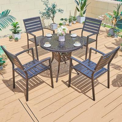 China Aluminum Frame Round Table and Chairs Set for Newest Design Swimming Pool Coffee Table for sale