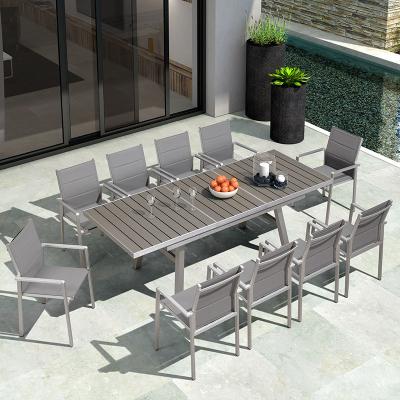 China 10 plazas de comedor de jardín conjunto de mesa de WPC y sillas de aluminio cepillado para muebles de exterior en venta