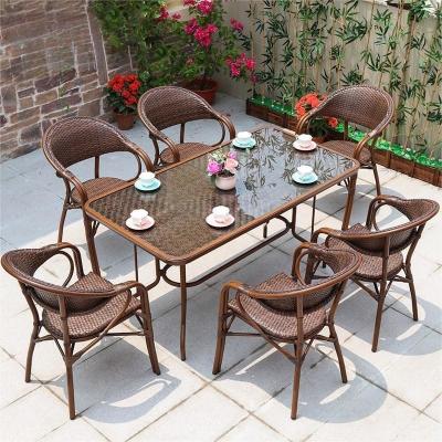 China Outdoor Patio Garden Furniture Sets Terrace Restaurant Dining Table and Chairs Folded NO for sale