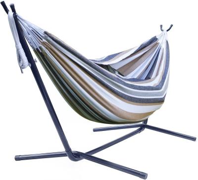 China Enjoy the Outdoors in Style with this Modern Double Hammock and Steel Stand Set for sale