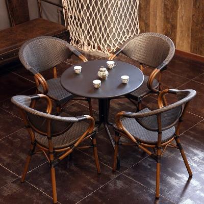 China Metal Hotel Tropica Whitewash Outdoor Foshan 5PC Wicker Dining Set for Garden Patio for sale