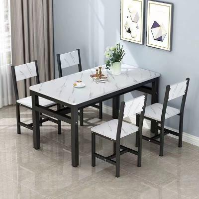 China Home Furniture Dining Table and Chair Set with Iron Metal Frame in Rectangular Shape for sale