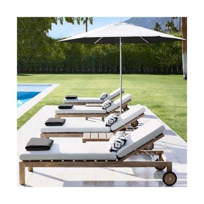 China Contemporary Design Style Teak Garden Furniture Modern Wood Chaise Lounge Sun Lounger for sale