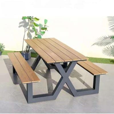 China Plastic Wood Desk Top Waterproof Aluminium Frame Mountain Park Bench Chair for Outdoor for sale