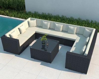 China Outdoor Luxury Furniture Custom Design PE Rattan Patio Sofa Set with Modern Design for sale