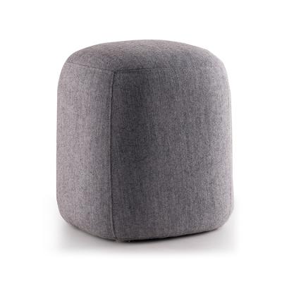 China Popular Grey Modern Puff Ottoman with Cashmere Fabric and Solid Wood Inner Frame for sale