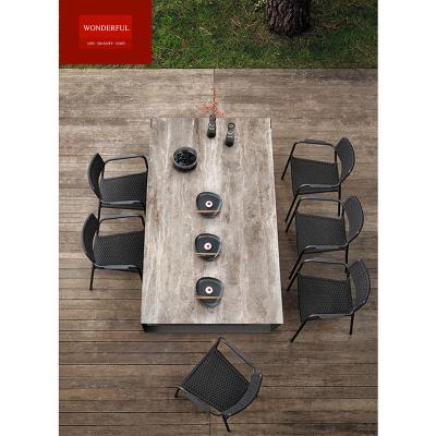 China OEM/ODM BAMBOO Outdoor Hotel Restaurant Meubels 8 zitplaatsen Vierkante Eettafel Set Te koop