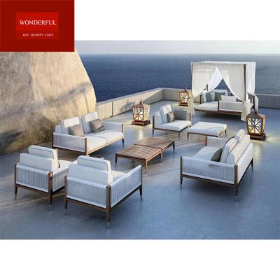 China Power Coated Frame Finish Teak Sofa for Modern Design Outdoor Garden Furniture Market for sale