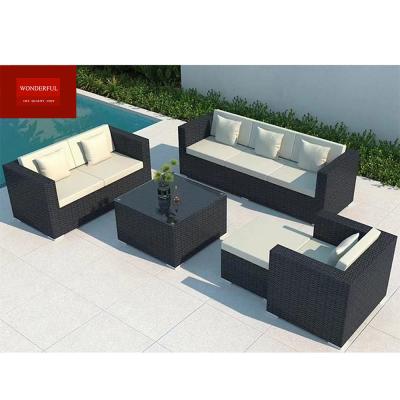 China Living Room Rattan Wicker Furniture Patio Outdoor Garden Sectional PE Rattan Sofa Set for sale