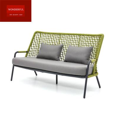 China Modern Style Patio Rope Sofa Outdoor Furniture Hotel 2 Seater Aluminium Outdoor Sofa for Courtyard for sale