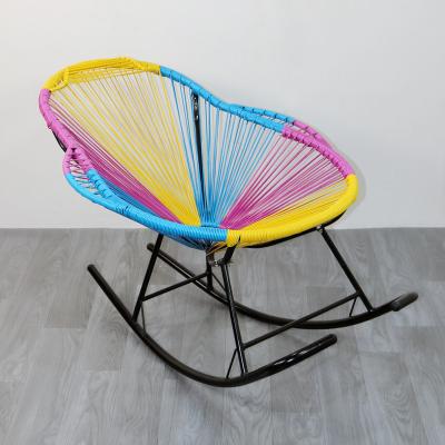 China Outdoor Colorful Round Rattan Rocking Egg Shaped Baby Chair for Courtyard Relaxation for sale