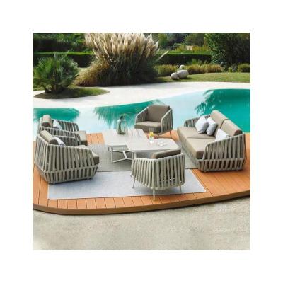 China Contemporary Style Garden Set Aluminum Rattan Sofa Table Set for Luxury Outdoor Living for sale