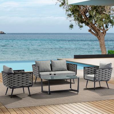 China Outdoor Patio Lounge Furniture U Shaped Rattan Garden Sofa with Aluminum Frame Design for sale