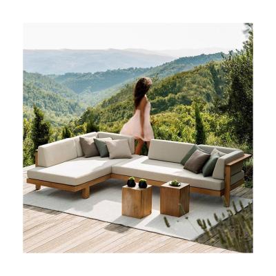 China Outdoor Furniture Teak Wood Patio Sectional Sofa Set for Hotel Villa Sample Piece for sale