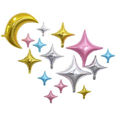 China Aluminum Foil Party Decoration Film Four Corners Star Balloon Moon Crown Baby Birthday Wall Layout Balloon Birthday Supplies for sale