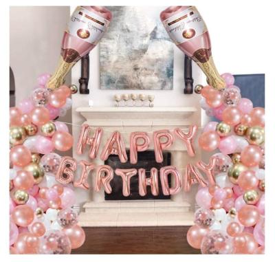 China Latex + Rose Gold Champagne Bottle Balloon Happy Birthday Banner Garland Arch Kit Rose Gold Foil Balloons Birthday Party Decoration 18 for sale