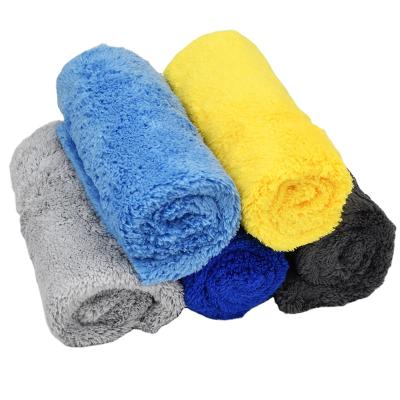 China 40*40cm plush edgeless pile compressed coral fleece towel for cleaning car for sale