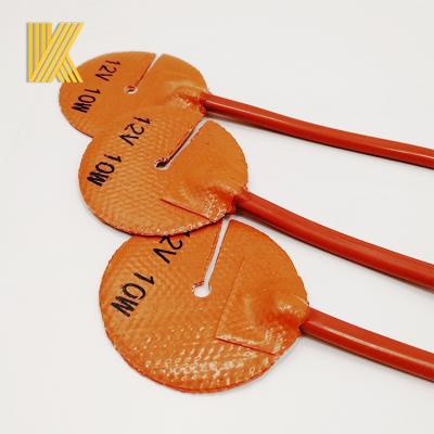 China Garment Shop 12v 24v Silicone Heater Diameter 50mm Flexible Rubber Round Heater Pad With Hole for sale