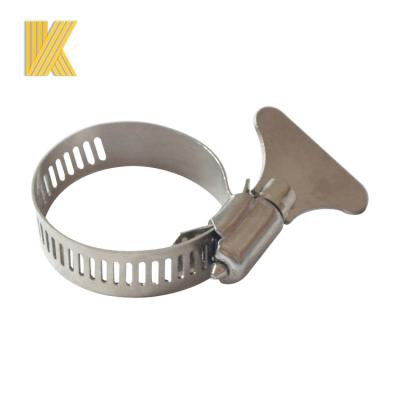 China SS304 Automobile Turn Head Hose Clip American Style Butterfly Hose Clamps for sale