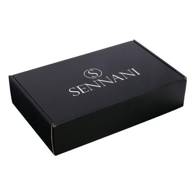 China Handmade Factory Custom Logo Design Product Packing Corrugated Black Paper Box With Side Printing for sale