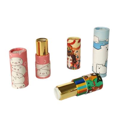 China New Design Cute Biodegradable Food Grade Cardboard Lip Balm Paper Tube OEM Customized Cylinder Craft Twist Lipstick Tube for sale