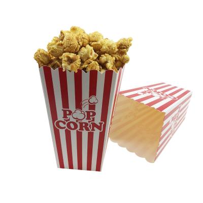 China Recycled Materials Custom Printed Red White Stripes Design Disposable Cardboard Paper Popcorn Boxes For Movie Night Party Wedding Popcorn Boxes for sale