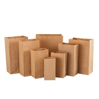 China Recyclable Recycled Brown Bread Food Bags Square Bottom Kraft Paper Bag For Food Take Out for sale