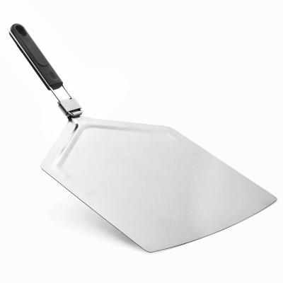 China Extra Large Metal 16 Inch Pizza Peel With Freestanding Pizza Cutter Wheel Stainless Steel Pizza Spatula Paddle With Folding Handle for sale