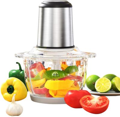 China Electric Beater Ejector Button Food Processor Chopper High Capacity 8-Cup Blender Grinder For Meat Double Layer Stainless Steel Detachable Blades for sale