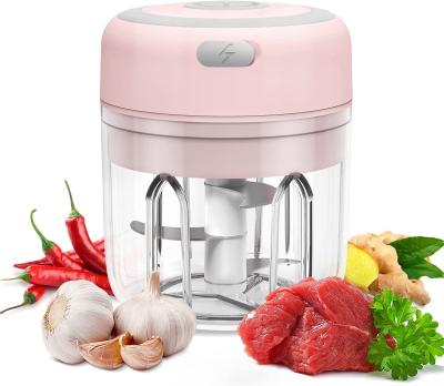 China Mini Food Chopper 250ML Pink Knob Ejector Ejector Cordless Electric USB Food Chopper Refilling & Blender Fits for Cutter Vegetable Meat Fruit for sale