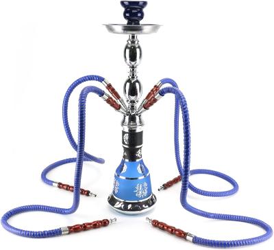 China Complete 4 Hose Hookah Shisha Set - DA Vinci Glass Vase Ingeniare Blue Metallic GIFT BOX for sale