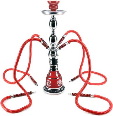 China Complete 4 Hose Hookah Set - DA Metallic Vinci Glass Vase - Red Color Zm009 for sale