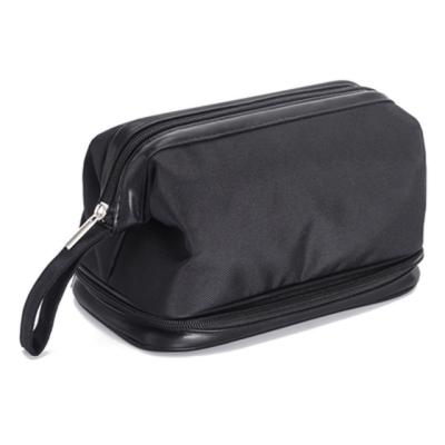 China Fashion Black Luxury Men's Toiletry Bag Dopp Kit Private Label Makeup Zipper Travel Storage Nylon Cosmetic Bag for sale