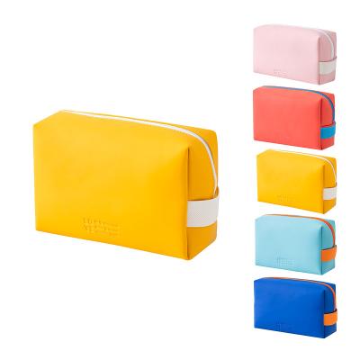 China 2022 New PU Lady Style Spring PU Waterproof Makeup Bag Vegan Pattern Water-based Cosmetic Fashionable Colorful Leather Letter PU Bag for sale