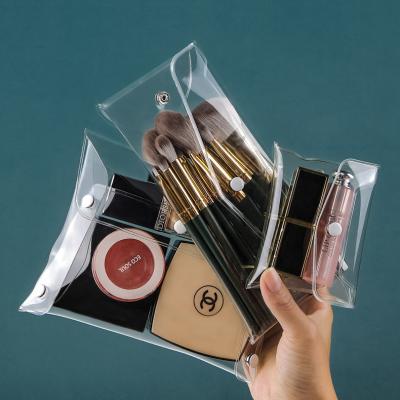 China Fashion Lipstick Makeup Brush Storage Pouch 3pcs Small Clear PVC Transparent Cosmetic Bag for sale