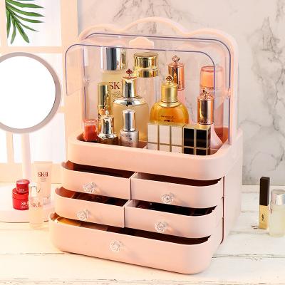 China 2021 Newcomer Fashion Makeup Storage Box Makeup Storage Box Cosmetics Makeup Display Case Luxury Transparent Powder Box for sale