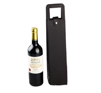 China Fashion New Design Red Wine Thermal Classic Single Bottle Carrier Durable Leather Hard PU Cardboard Wine Bag for sale