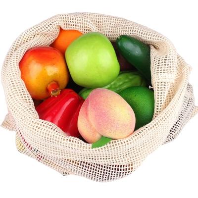 China Eco Friendly Reusable Drawstring Fruit Mesh Net Handle Cotton Bags For Fruit Vegetables for sale