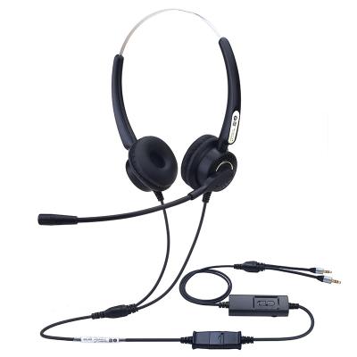 China Cotton Dh70D Call Center Operator 3.5mm Soft Flexible MIC Jack Headphone Plantronics QD Interface QD Interface Connection Dual Ear To Adjust Volume Mute for sale