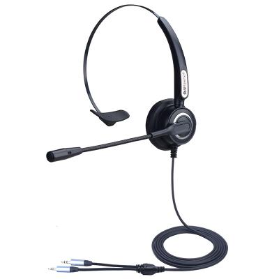 China Flexible MIC and soft ear cotton dh75 call center plug-in computer uses single ear 3.5mm headset dual plug for sale