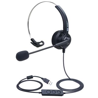 China Cotton Dh600 Call Center Operator Headset Customer Service Flexible MIC And Soft USB Headset Plug In Ear Computer Uses Customer Service Voice Card Chip for sale